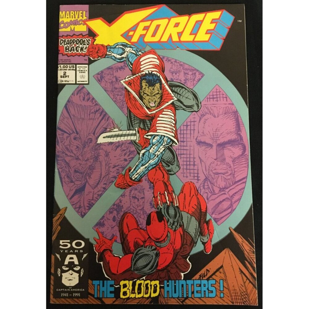 X-Force Vol. 1 #2- 2nd Appearance of Deadpool Vtg. 1991 with Art by Rob Liefeld
